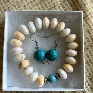 Handmade stone bracelet and earrings!